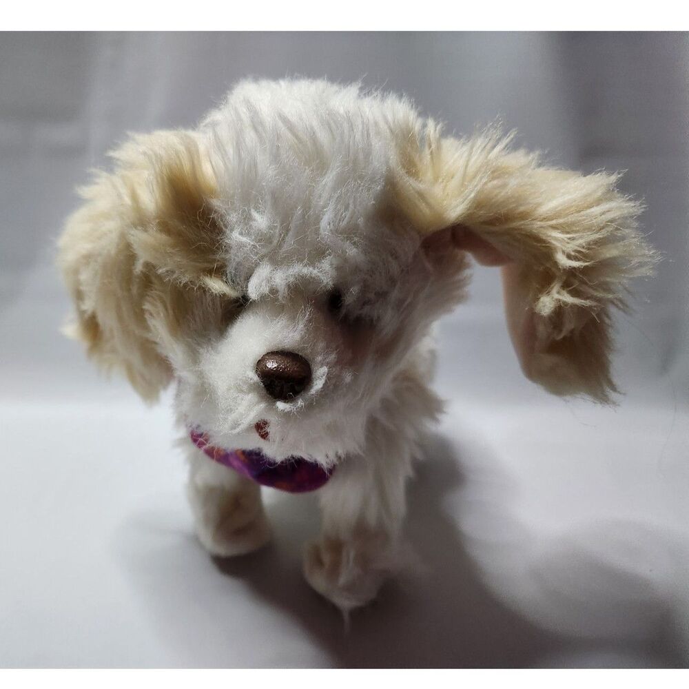 FurReal Friends Poseable Plush Dog White Tan Puppy 2012 Hasbro